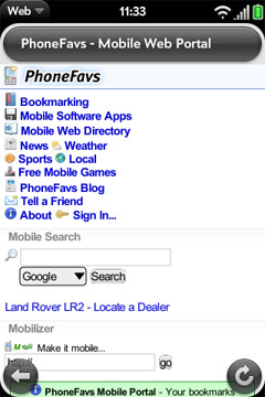 PhoneFavs Mobile Web Portal