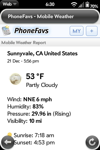 PhoneFavs Palm webos